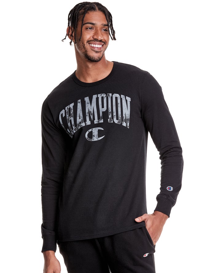 Camiseta Champion Hombre - Heritage Long Sleeve Galaxy Dye Arch Logo ( Negras ) 9642805-CS